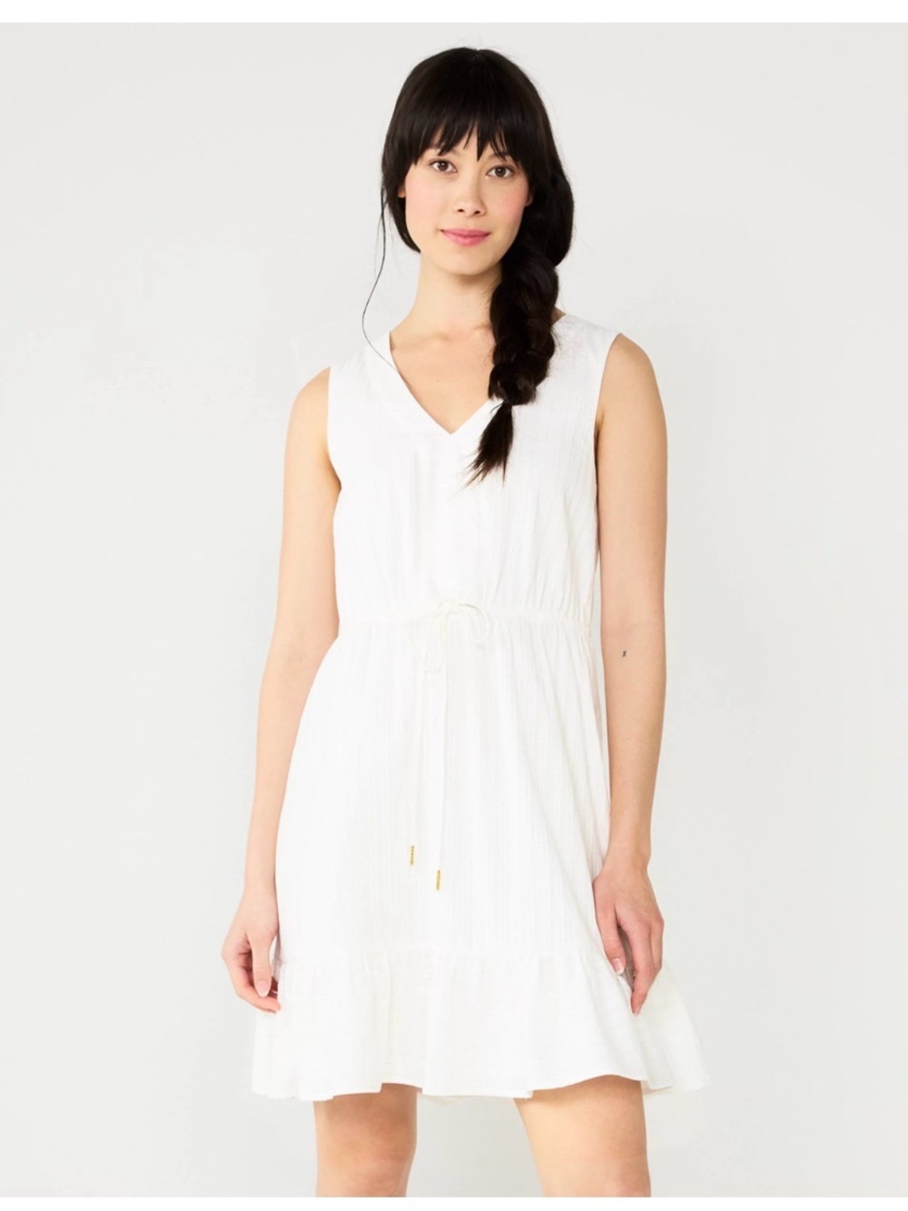 Draper James RSVP White V-Neck Cotton Minimalist Sundress Size Medium